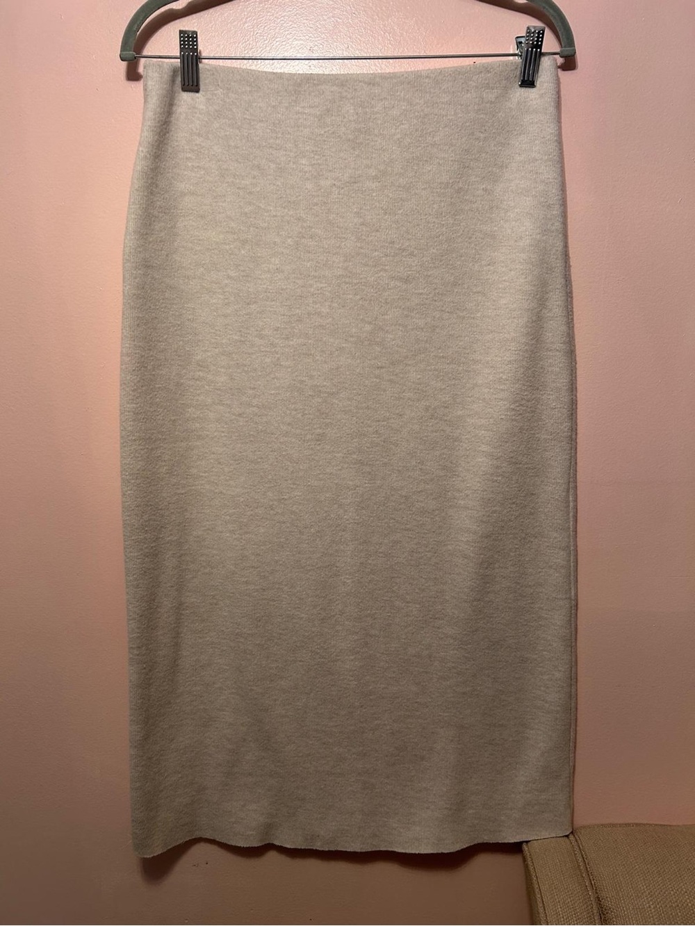 Zara Neutral Beige Midi Knit Skirt